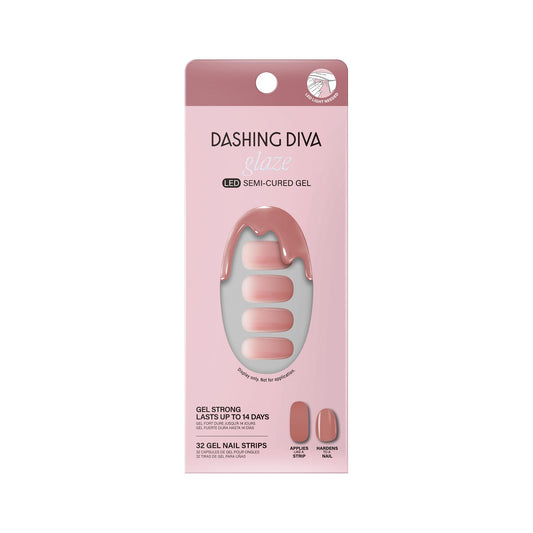 Dashing Diva Glaze Nail Strips - Jelly Glaze | Works with Any LED Nail Lamp | Long Lasting, Chip Resistant, Semicured Gel Nail Strips | Contains 34 Salon Quality Nail Wraps, 2 Prep Pad, 1 Nail File
