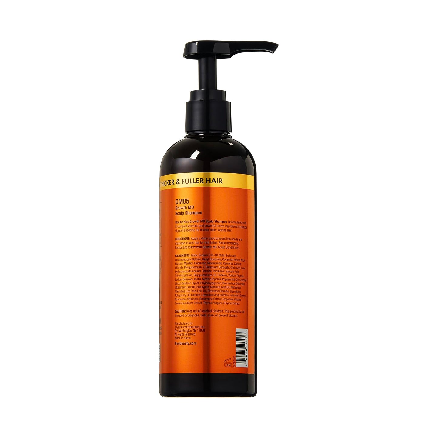 Red by Kiss Growth MD Scalp Shampoo, 5X Menthol Extra Tingling for Thicker & Fuller Hair, Vitamins & Biotin Infused for Strengthening & Itch Relief, Vegan Formula & Cruelty Free (10oz)