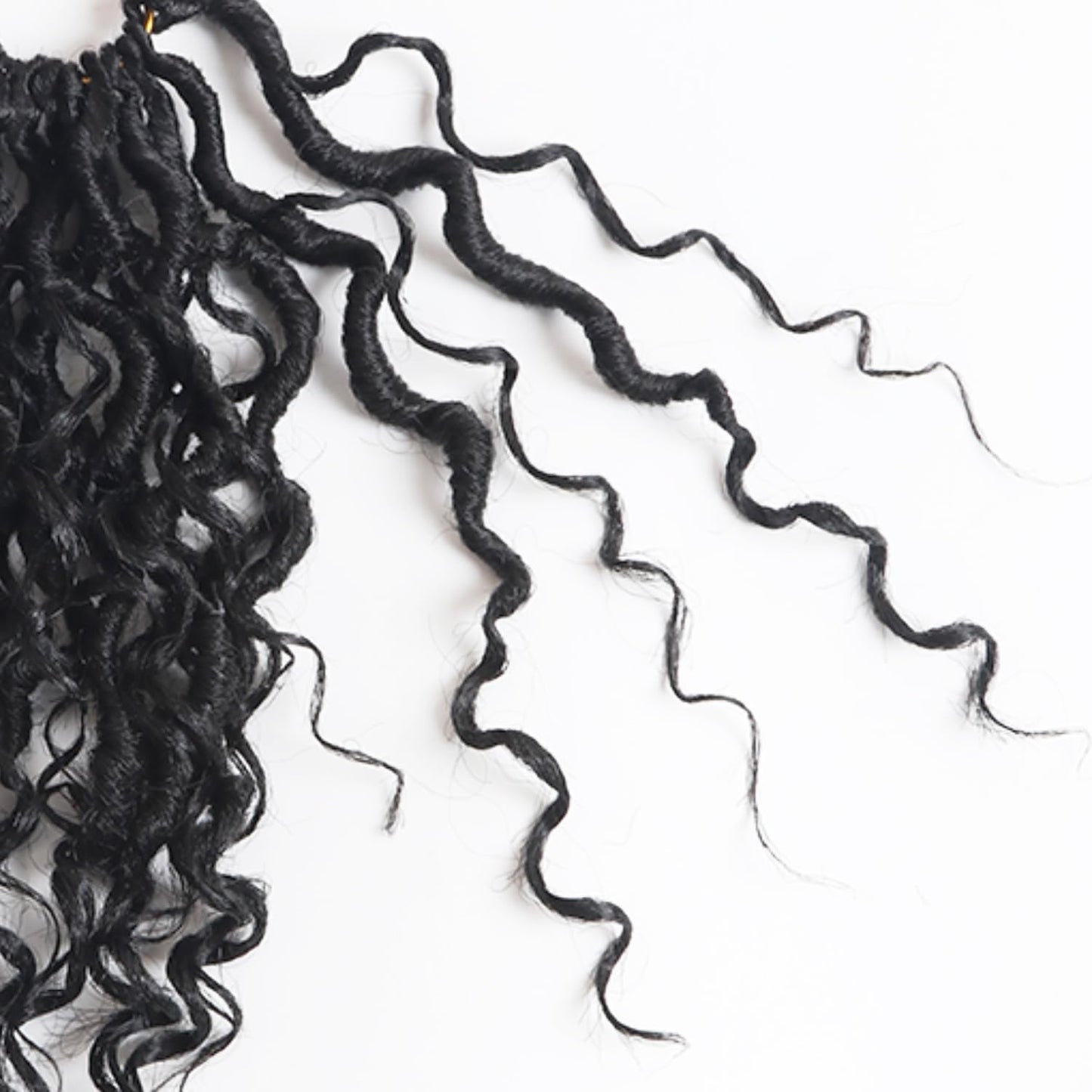 Vemet Goddess Locs Crochet Hair 8 Inch 9 Packs Faux Locs Synthetic Crochet Hair, Boho Style Pre looped crochet with Curly Ends 1B