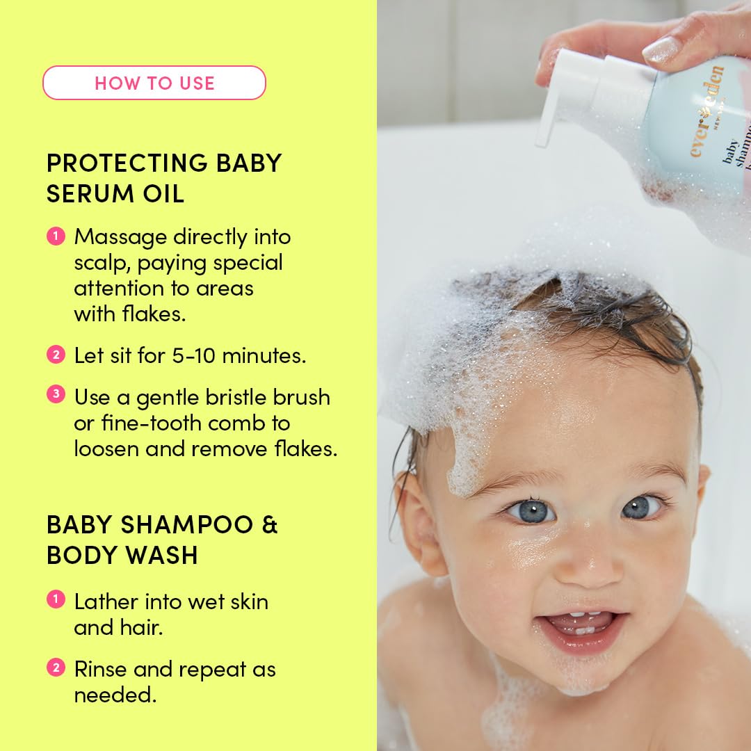 Evereden Baby Cradle Cap Care Bundle | Vegan Shampoo, Body Wash & Protecting Oil for Newborns