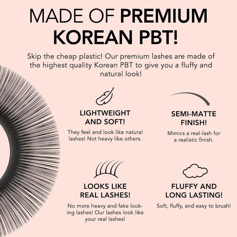 Cashmere Lash Extensions - Professional Black Soft Easy Fan Finish | Long-Lasting & Lightweight