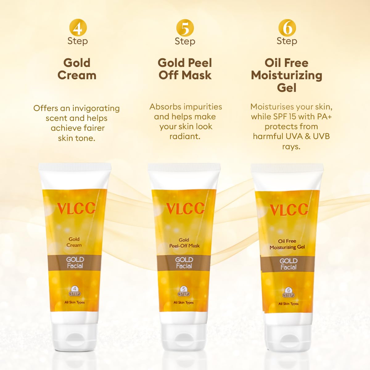 VLCC Gold Facial Kit + FREE Rose Water Toner | 300gm + 100ml