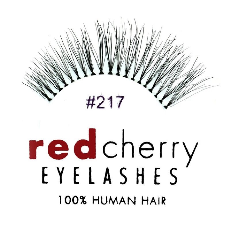 Red Cherry False Eyelashes #217 | Luxurious Black Human Hair - 6 Pairs for Stunning Volume