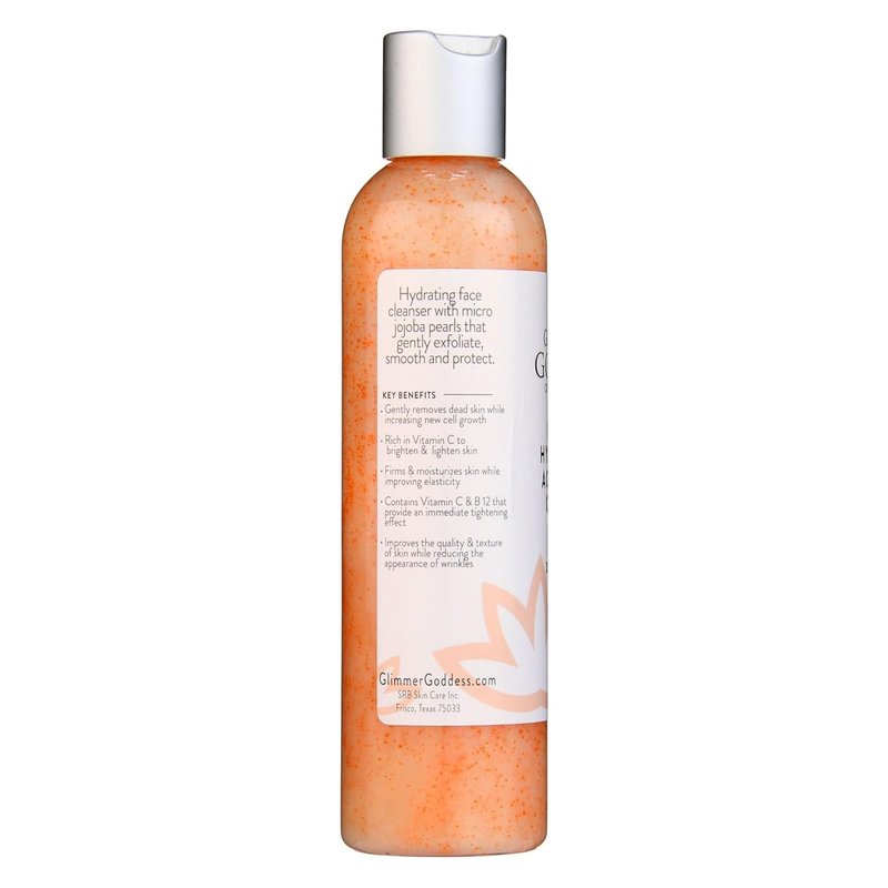 Glimmer Goddess Organic Exfoliating Face Cleanser - Anti-Aging with Micro Jojoba Pearls | 8 oz