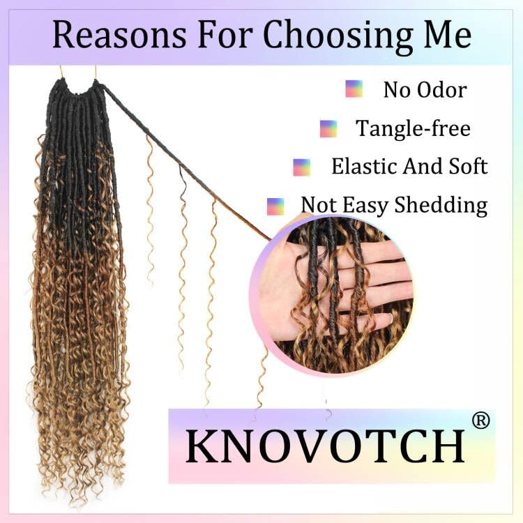 Boho Faux Locs Crochet Hair - 30 Inch Goddess Locs with Curly Ends | 8 Packs for Black Women