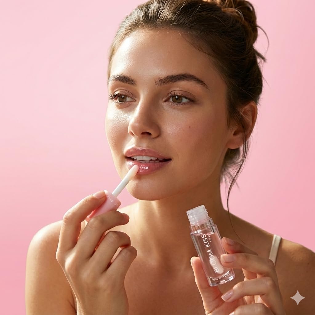 Miss Lil USA Bloom Kiss Lip Oil, Nourishing Hydrating High-Shine Lip Oil Gloss, Lightweight Non-Sticky Formula for Soft Glossy Lips, Vegan & Cruelty-Free (Rose)