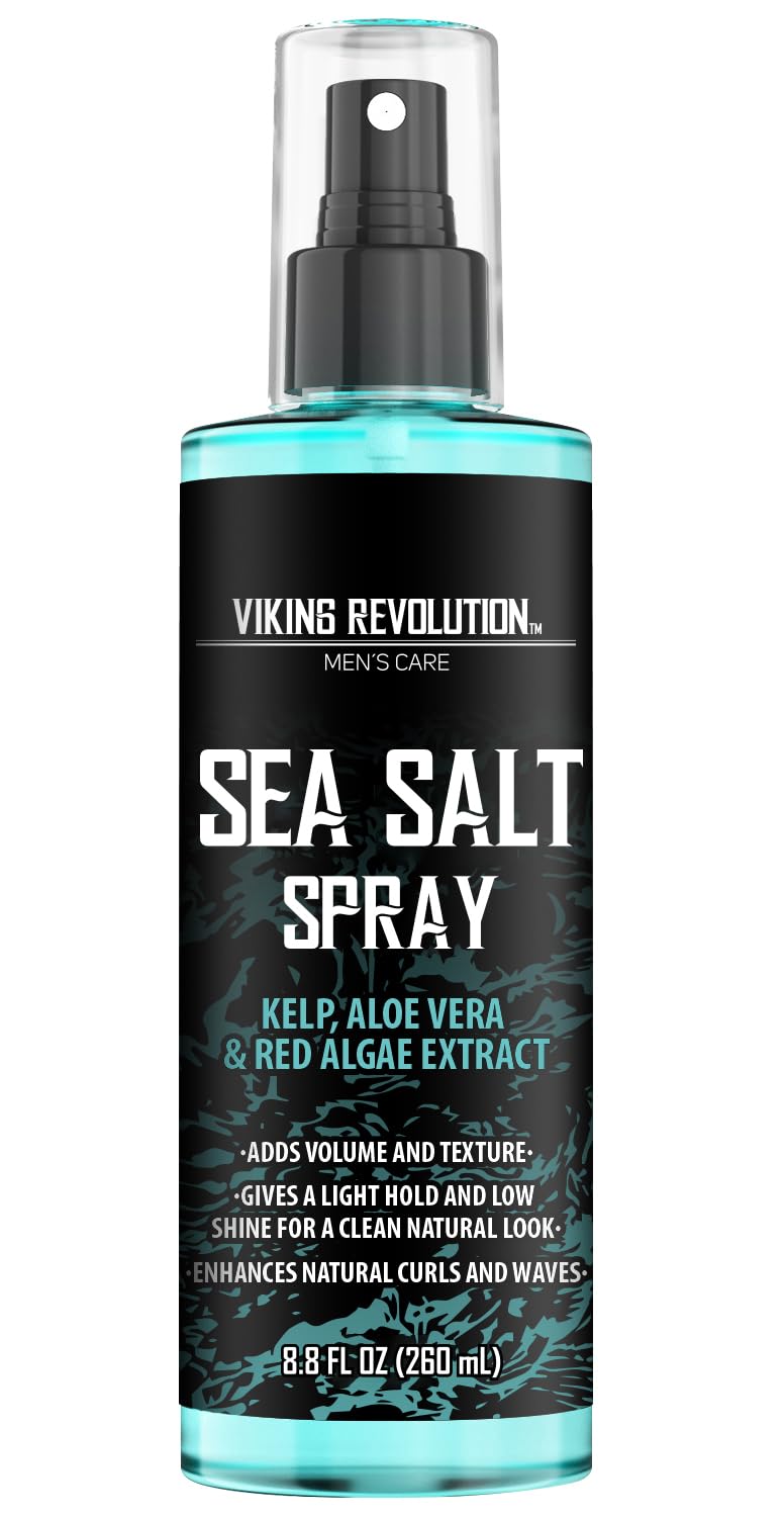 Viking Revolution Sea Salt Spray for Men - Hair Texturizing Spray with Kelp, Aloe Vera and Red Algae Extract - Surf Sprays to Add Volume and Texture for Men and Women Beach Hair - 8.8oz