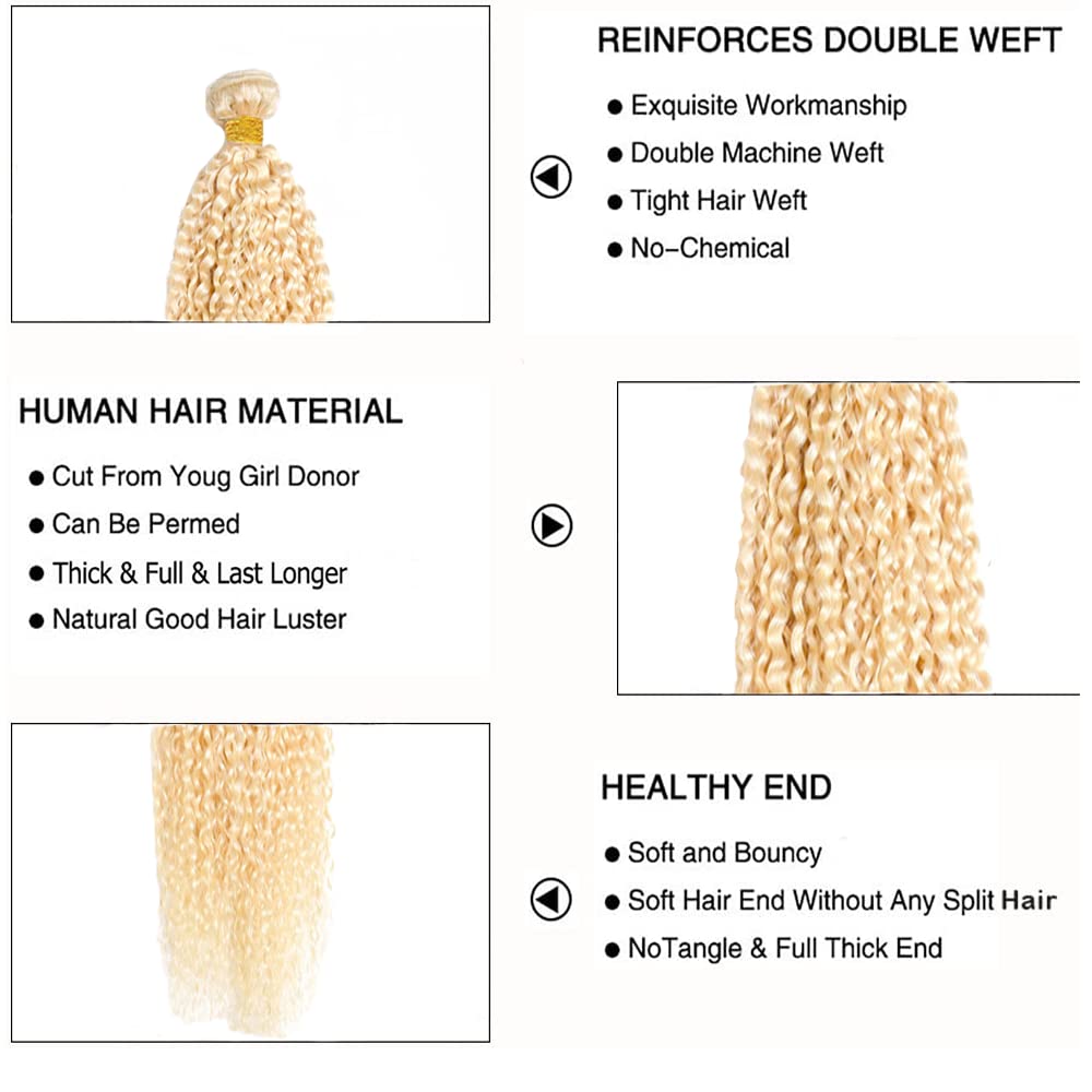 Color 613 Bundles Human Hair Blonde Curly Bundles 20 Inch Unprocessed Brazilian Virgin Hair