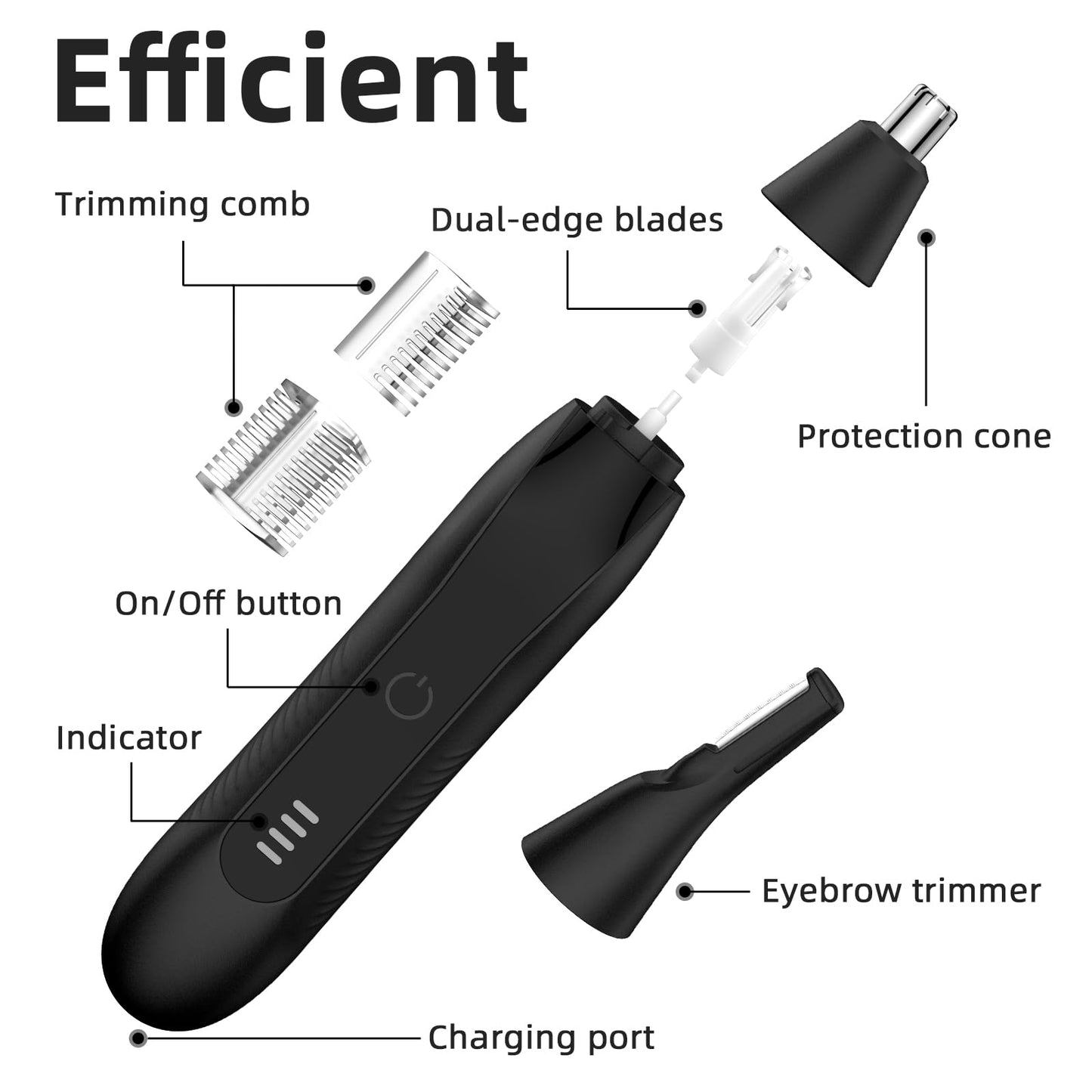 Setonia Nose Hair Trimmers for Men,Rechargeable Eyebrow Trimmer 2 in 1 Painless Multifunctional Ear and Nose Hair Trimmer with Dual Edge Blades Portable Design R002