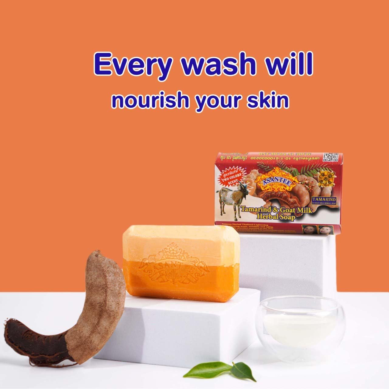 ASANTEE TAMARIND & GOAT MILK HERBAL SOAP 125 G. (Pack of 3)
