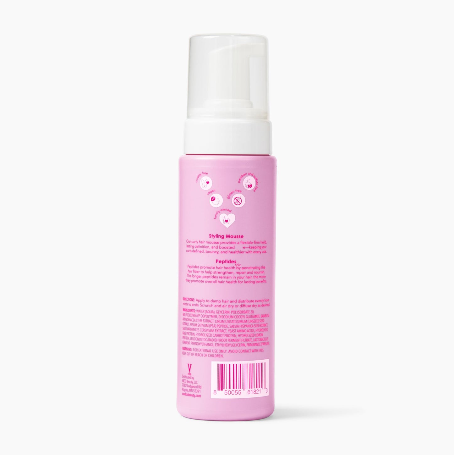 V&Co. Curly Pop Curl Defining Mousse – Curl Mousse for Curly Hair, Anti Frizz & Moisturizing Hair Care with Peptides & Jojoba Oil, 6 oz