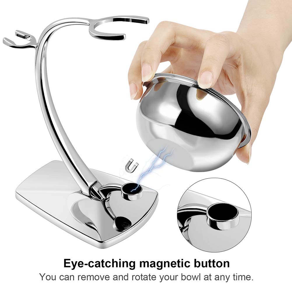 GRUTTI Shaving Kit for Gillette Fusion 5 - Magnetic Bowl, Stand & Synthetic Brush, Fits Fusion5 Refill Blades with Space-Saving Organizer - Gift for Dad