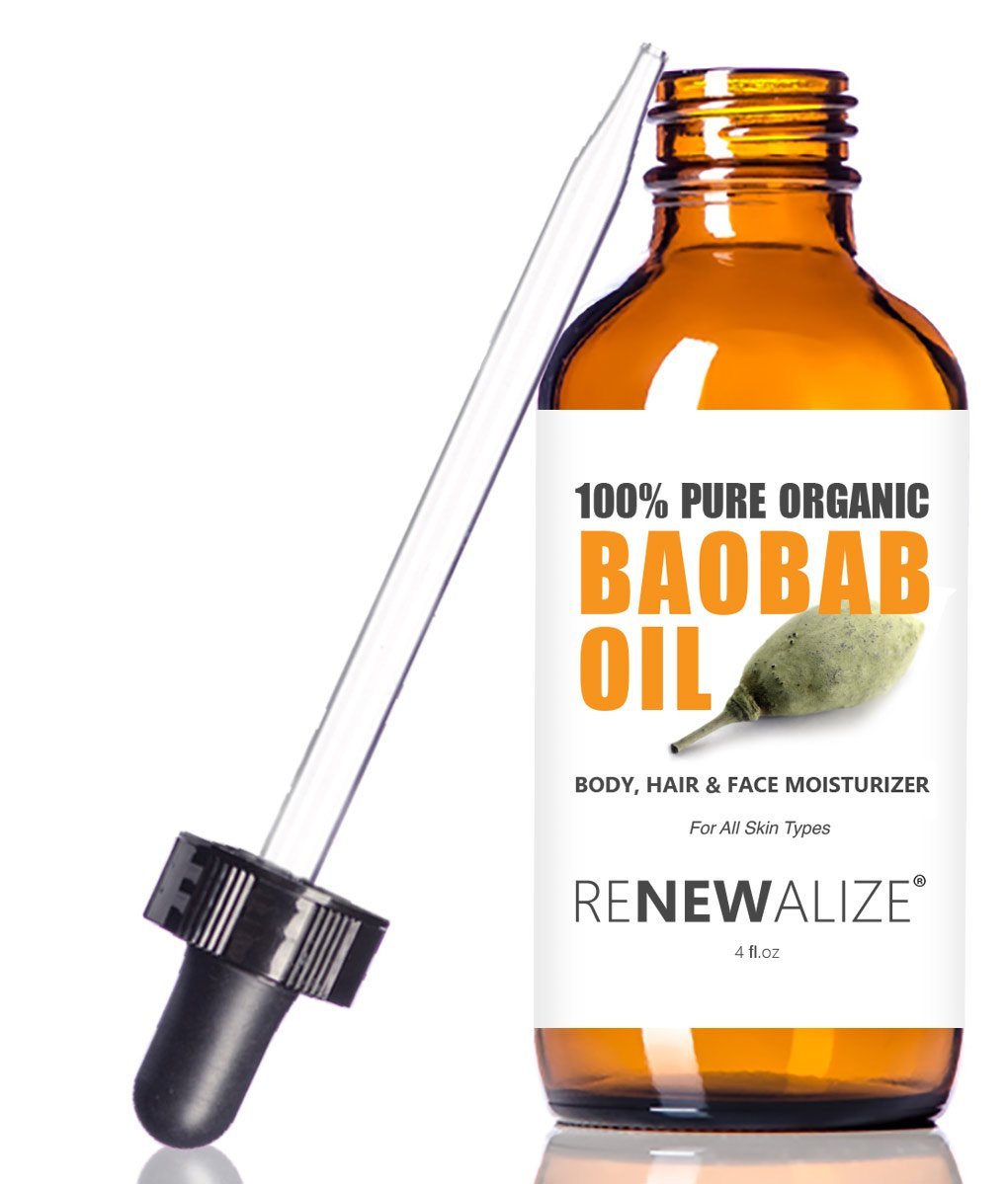 Renewalize Certified Organic Baobab Oil | 100 Percent Pure Cold Pressed and Unrefined | All Natural Skin Nails and Hair Moisturizer | 4 fl oz