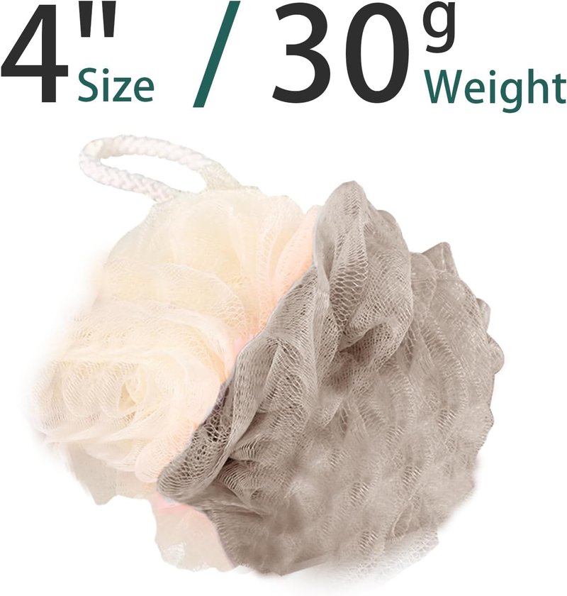 Travel Loofah Set - 24 Pack Mini Shower Poufs | 4-Inch Multicolor Bath Sponges