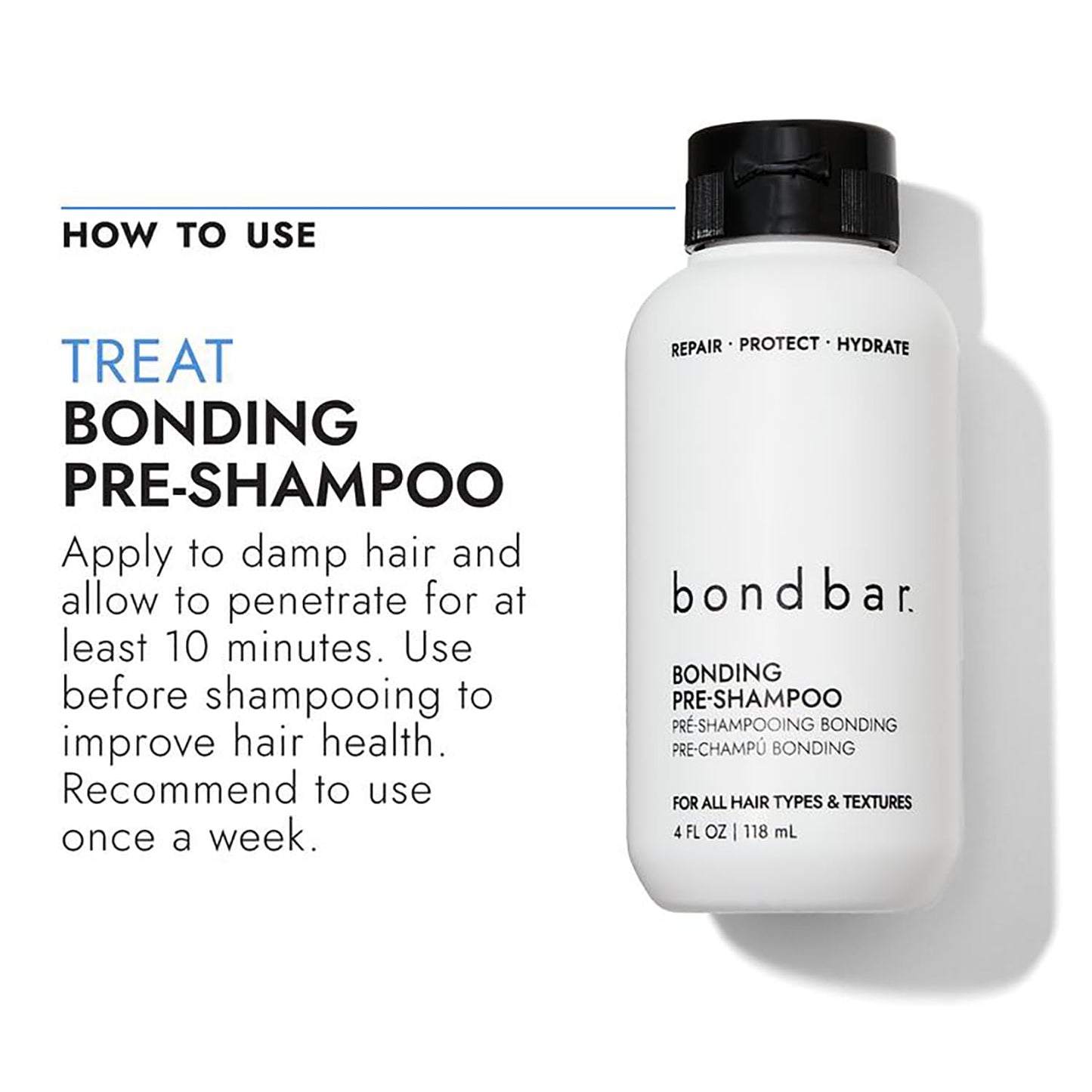 Bondbar PreShampoo Repair Treatment for Damaged Hair, Reduces Breakage & Frizz, Moisturizes & Adds Shine, Strengthens All Hair Types & Textures, Vegan, CrueltyFree, 4 Fl. Oz.