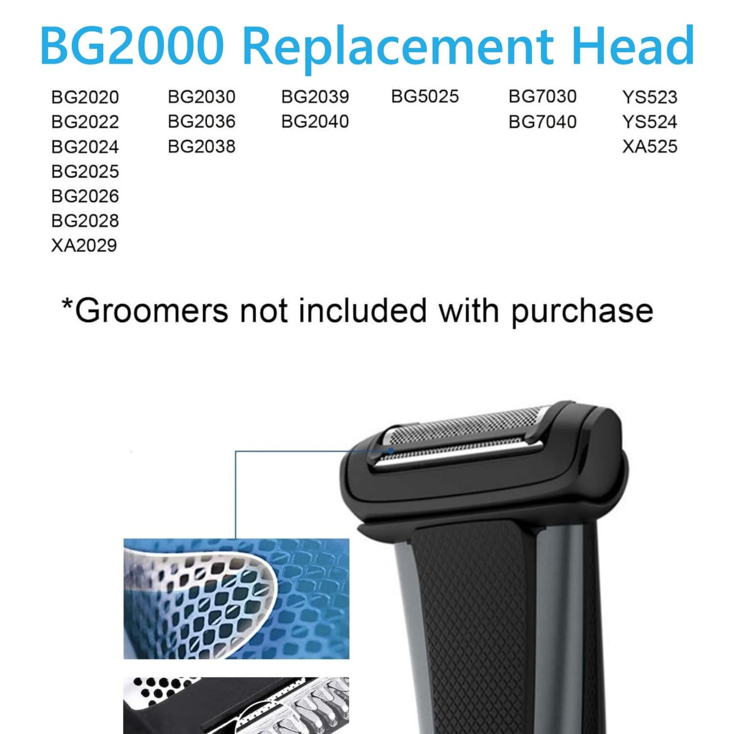 BG2000 Replacement Head Compatible With Philips Norelco Bodygroom Series 7000, BG7030, BG7040, BG2029, BG2030, BG2040 BG5025 Replacement Head 2-Pack