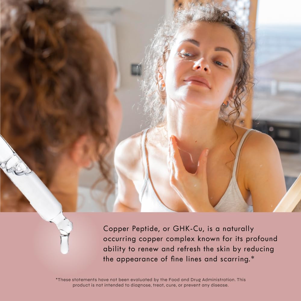GHK-Cu Copper Peptide Neck & Face Serum - 1,200mcg Anti-Aging Formula | 1 oz Bottle