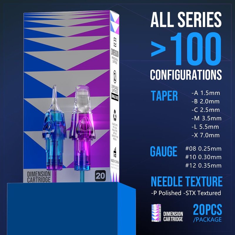 CNC Tattoo Cartridge Needles 20Pcs Disposable Cartridges #12(23RM) Standard 0.35mm Round Magnum M-Taper Needle for Tattoo Pen EN04B-20-1223RM-M