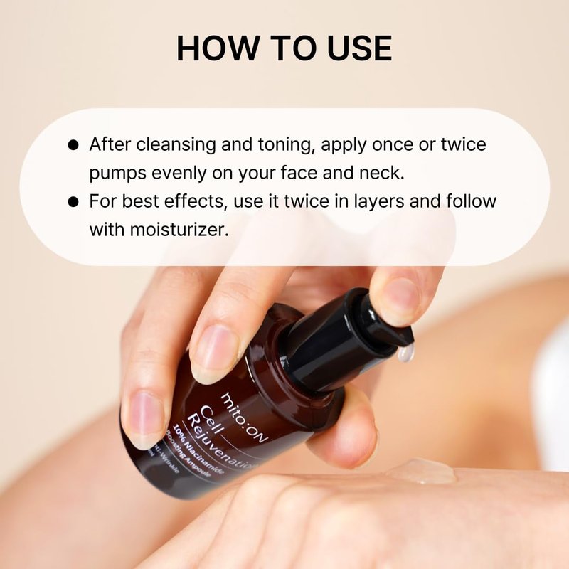 Mito-on Cell Rejuvenation Anti-Aging Serum, 50ml / 1.69 fl.oz –10% Niacinamide, Vitamin B3 and Antioxidants, Centella + EGF for Anti-Aging, Wrinkle Reduction, Pore minimization, Korean Skin Care