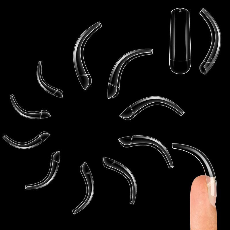 Transparent Duck & Hawk Curved Eagle Claw Nail Tips - 1050 Pcs Half Cover Square False Nails | 2 Sets of 550 & 500 Pcs