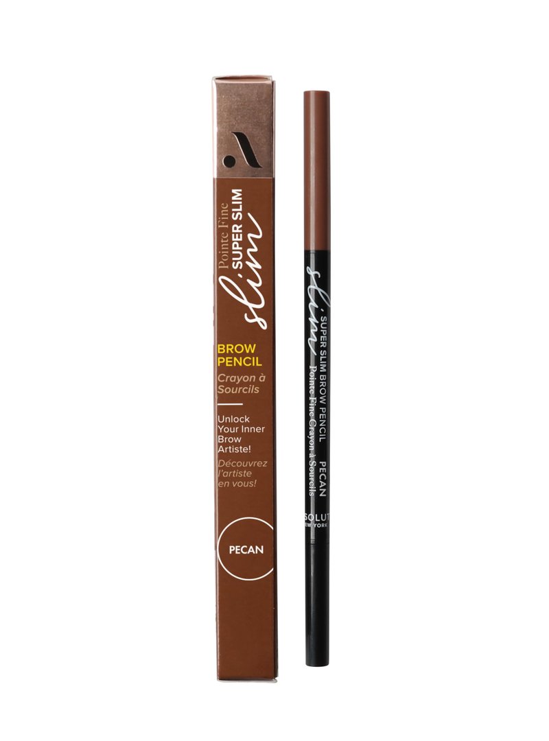Absolute New York Super Slim Brow Pencil, Fine Point, Dual Ended, Fade Resistant and Long Lasting (Pecan)