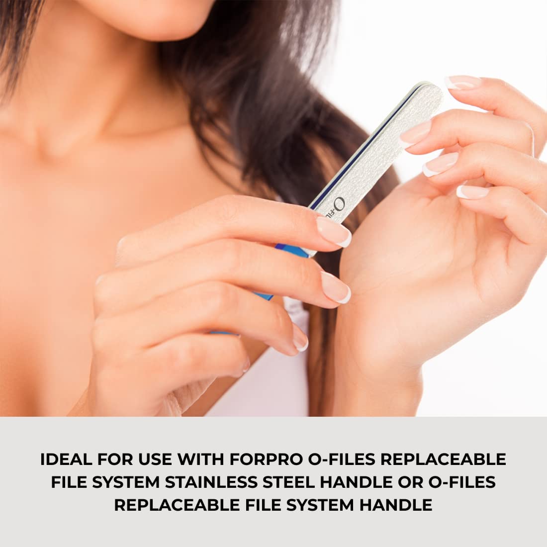 ForPro Professional Collection O-Files Replaceable File System, White, 100 Grit, Manicure Nail File Refills, 3.9” L x .6“ W, 50-Count