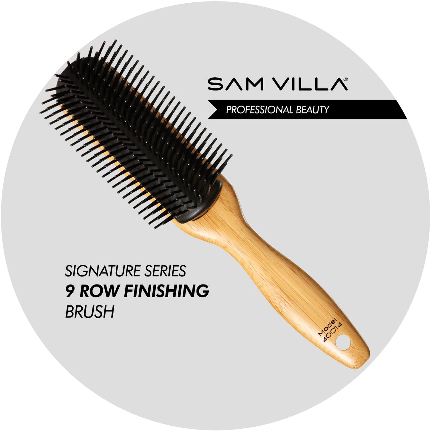 Sam Villa 9-Row Brush With Bamboo Hair Brush Detangler