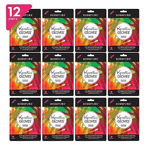 Bodipure Premium Hand Mask Keratin Gloves | Moisturizing Gloves for Dry Hands & Nail-Strengthening & Cuticle Softening | Spa Experience at Home | Chemical Free & For All Skin Types | 12 Pairs