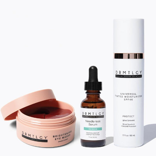 Brightening Eye Masks & Anti-Aging Tinted Moisturizer Bundle | Needle-Less Serum & SPF 46