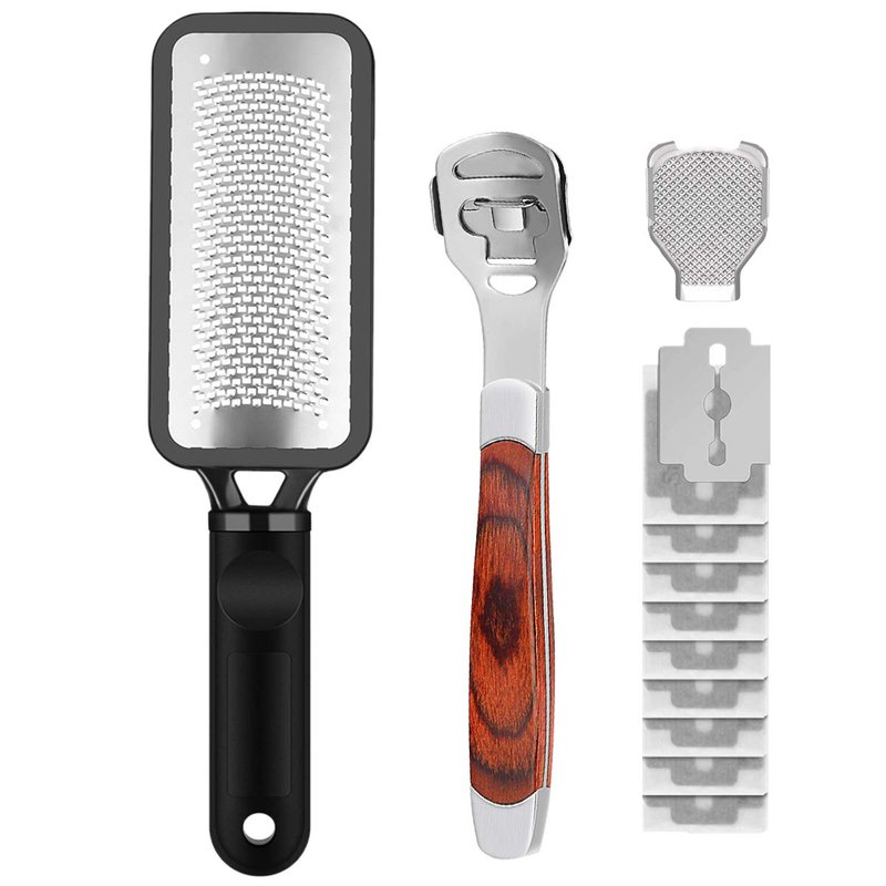 Foot Scraper Pedicure Supplies for Dead Skin Heel File Like Grater Calusses Remover Feet Callus Shaver Feet Scrubber Hard Skin Kit with 10 Blade