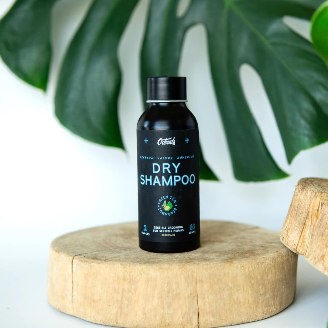 O'Douds Dry Shampoo Powder - Refreshing, Revitalizing & Volumizing Formula - Helps Absorbs Excess Oil - Natural, Vegan, PLant-Based Ingredients - Green Tea & Bergamot Scent - 2oz