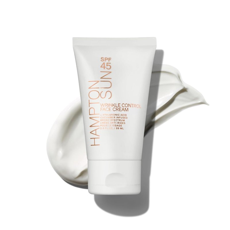 Hampton Sun SPF 45 Face Cream - Wrinkle Control Daily Moisturizer with Hyaluronic Acid & Cucumber Extract | Glowy Finish