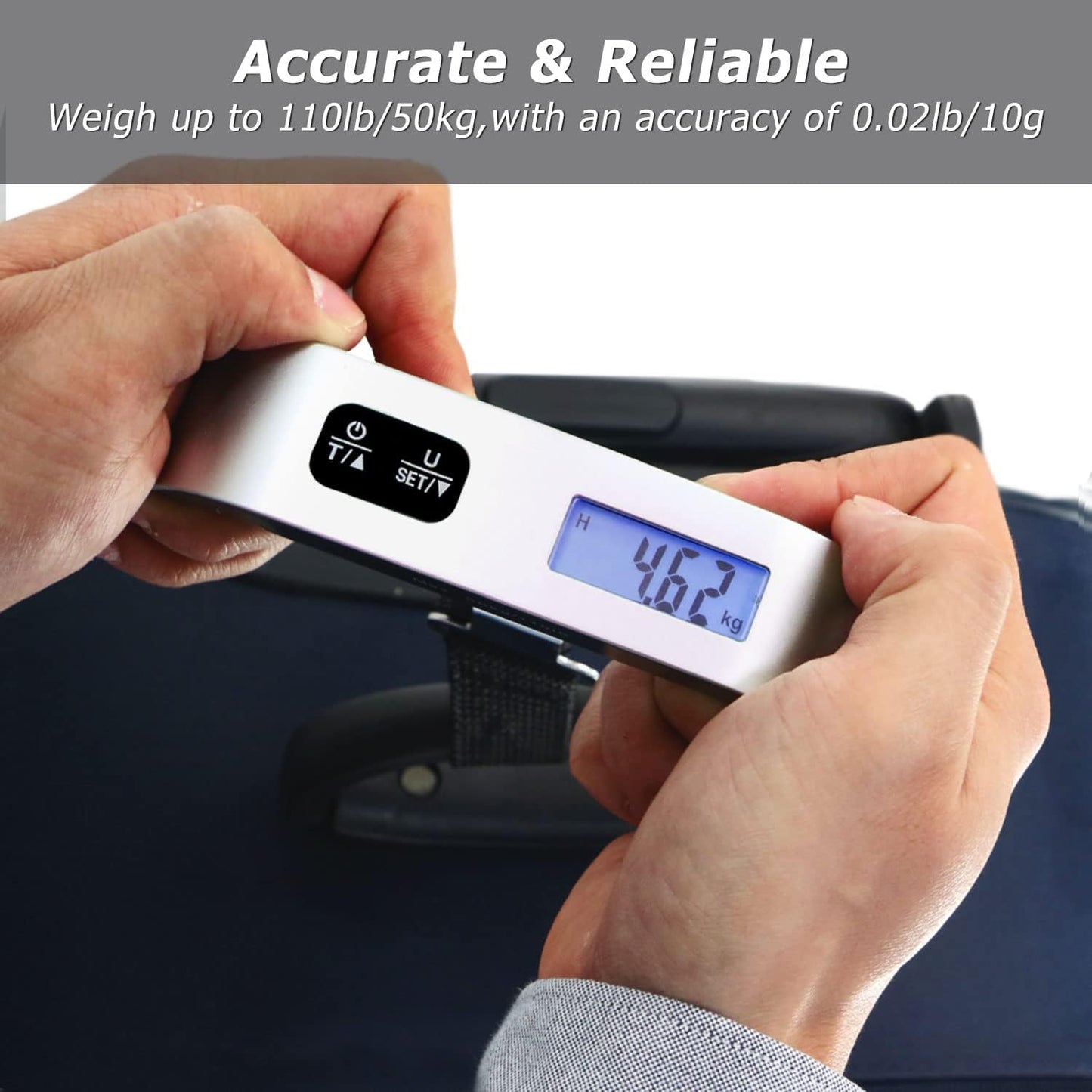 Travel Inspira Luggage Scale - Portable Digital Hanging Baggage Scale for Suitcases | 110 lbs Capacity, Battery Included