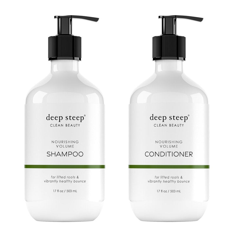 Deep Steep Nourishing Volume Shampoo & Conditioner, 17 oz – Gentle Cleanser with Aloe, Lavender, Kelp, Rice Protein & Glycerin – Sulfate-Free, Vegan, Clean Beauty Hair Care, Soft & Full Hair