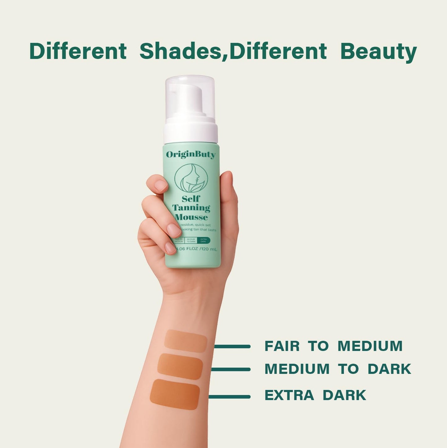 Self Tanner Mousse for Body, 2 Pack 120ml | Streak-Free Natural Looking Tan | Fast Dry Sunless Tanning Foam | No Orange, Lightweight & Even Coverage, DARK