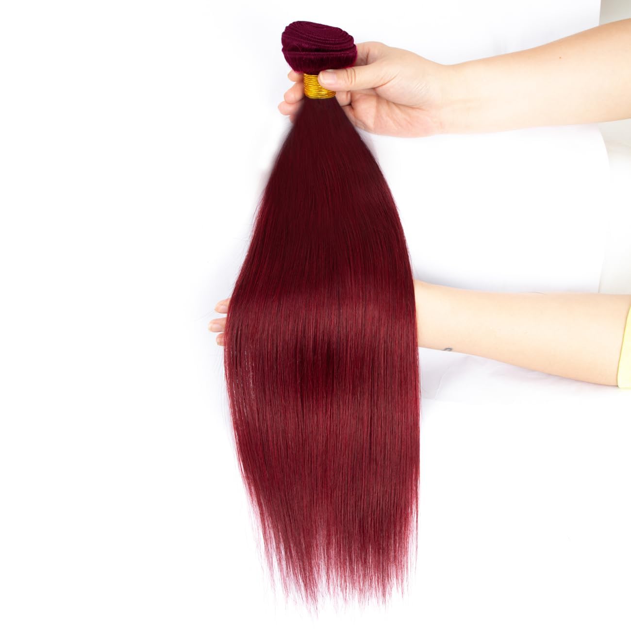 Xddnamei Augfst Virgin Weave Human Hair Bundles 300g #99J-Burgundy-Straight Wave Bundles Human Hair 8 10 12 inch Unprocessed Brazilian Wine Red Quick Weave Hair Bundles for Black Women