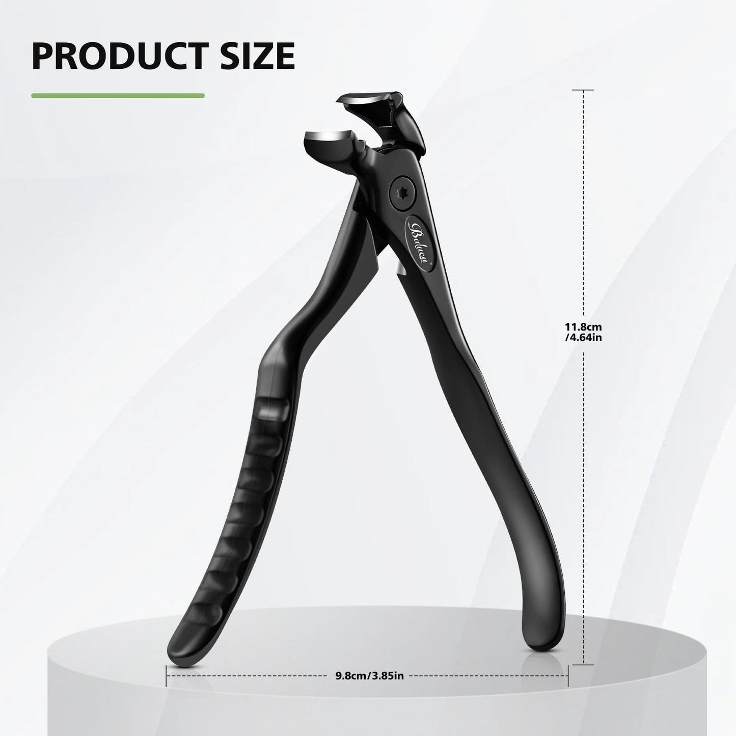 BALUCA Ergonomic Nail Clipper for Seniors - Straight Toenail Clipper for Thick Toenails and Fingernails, Long Handle Nail Clippers with Catcher, Precision Nail Trimmer for Men and Women - Black