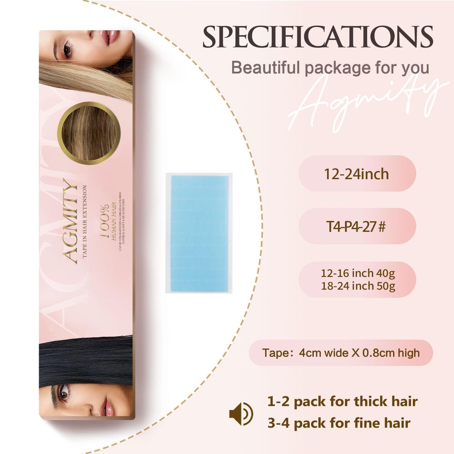 Tape in Hair Extensions Human Hair, 14 Inch 20pcs 40g, Remy Seamless Hair Extensions, Natural Blend for Date Night & Graduation, Can Be Curled & Styled (#T4-P27-4)