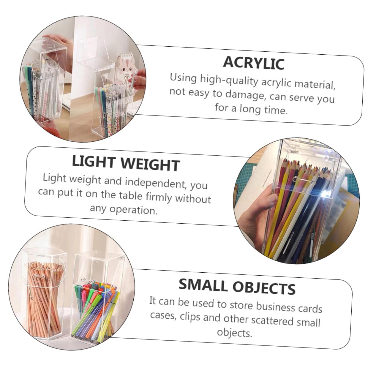 2Pcs Acrylic Makeup Brush Holder with Lid, Clear Makeup Holder, Cosmetic Organizer Cosmetic Storage Display Box for Dressing Tables and Vanity, 3.34 x 3.34 x 8.25inch