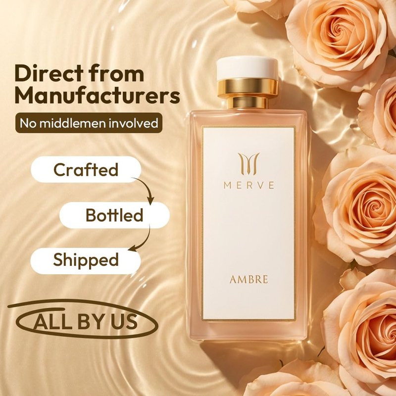 Merve Ambre Perfume For Women 3.4 oz | Long Lasting Fragrance | Jasmine, Honey, Floral, Fruity, Soft Spicy, Amber, Musk | Eau de Parfum