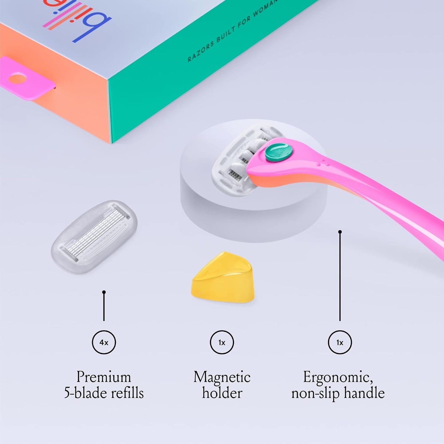 Billie Women's Razor Shave Kit - 5-Blade Razors + Magnetic Holder | Malibu Color