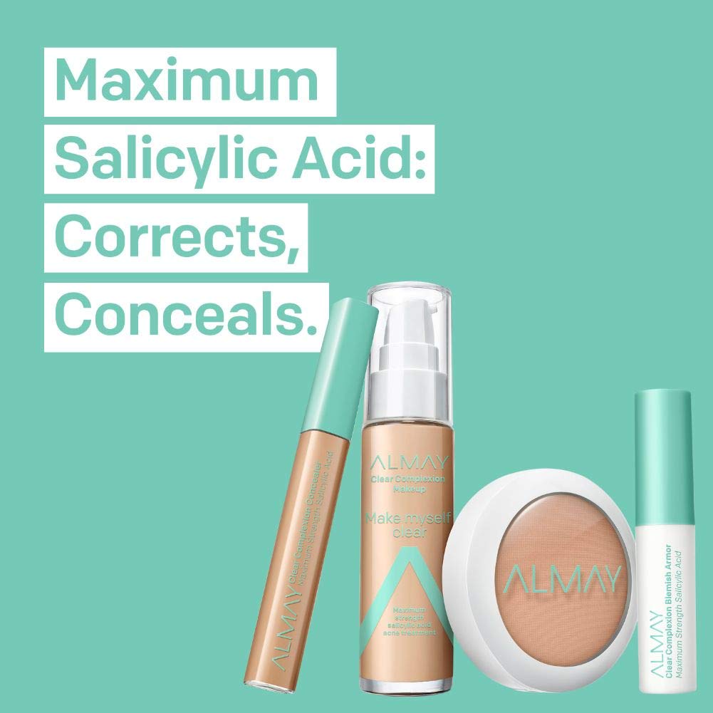Almay Foundation, Acne Face Makeup with Salicylic Acid, Face Makeup with Skincare Ingredients, Matte Finish, Hypoallergenic, Cruelty Free, Dermatologist Tested Foundation, 200 Buff, 1 Oz