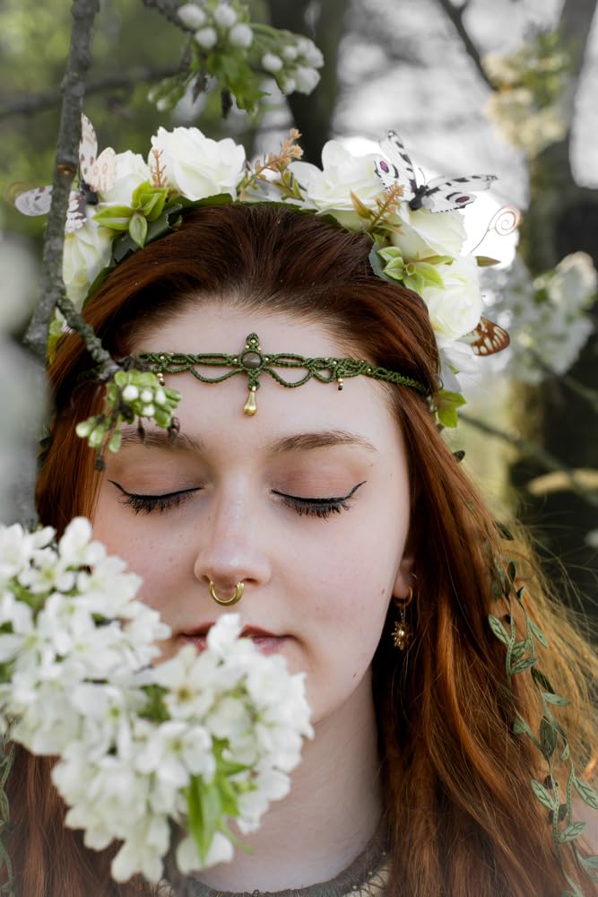 Fairy Flower Crown - White Elf Vine Headpiece & Floral Headband for Women | Perfect for Renaissance Weddings & Cosplay