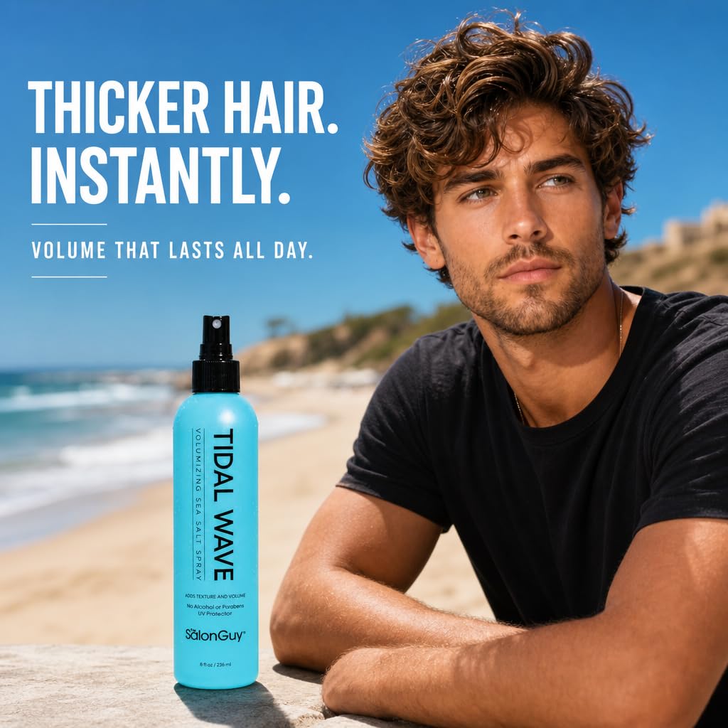 THESALONGUY Tidal Wave Sea Salt Spray for Hair – Volumizing & Texturizing Spray for Beach Waves, Thickness & Lift – Hairstylist Created Daily Wavy Hair Products for Men & Women (8 oz.)