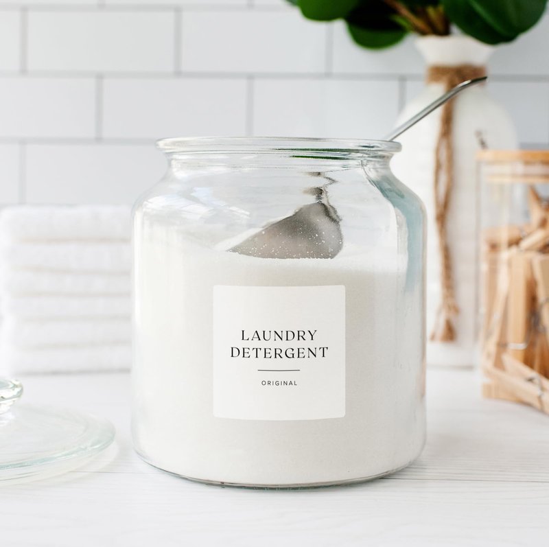 ThreeKin Collective Laundry & Home Organization Labels - 30 Waterproof & Reusable Stickers for Bottles, Jars, Containers | Easy Apply, Matte Minimalist Design | Dishwasher Safe, BPA-Free | USA-Owned