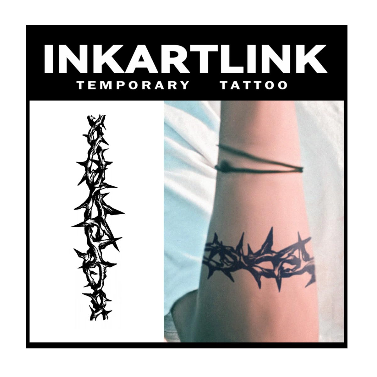 Medium Semi-Permanent Tattoo Sheets - Realistic Adult Art Design | Waterproof, Lasts 1-2 Weeks, No Adhesive (Long Thorns)