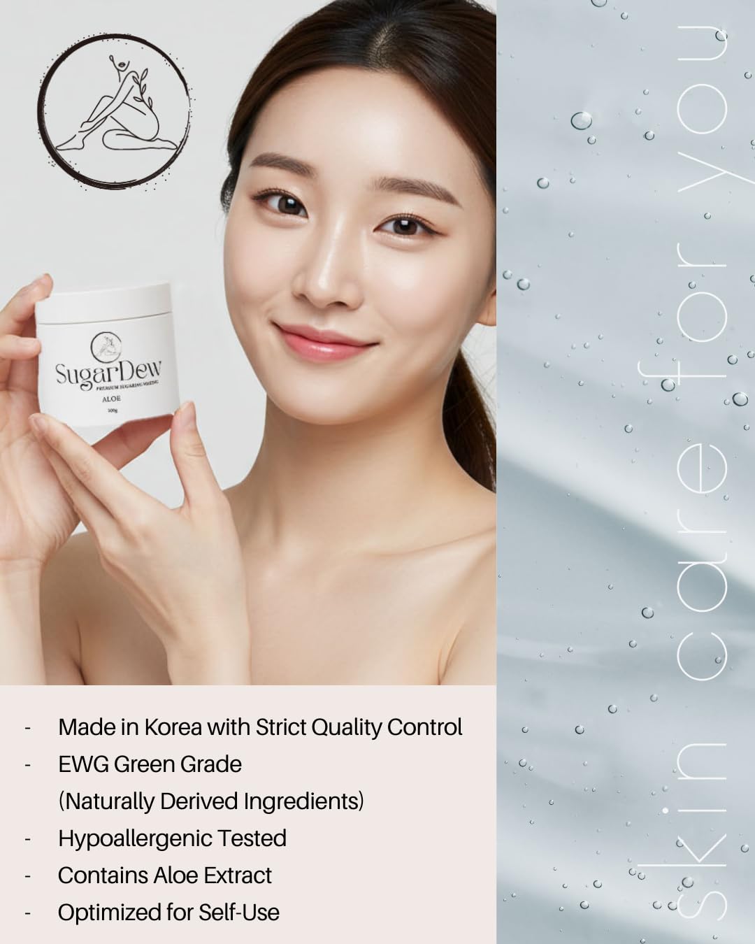 SugarDew Premium DIY Sugar Wax Kit with Aloe | Hair Removal for Legs, Arms, Face & Body | Made in Korea | 10.58oz All-in-One Set