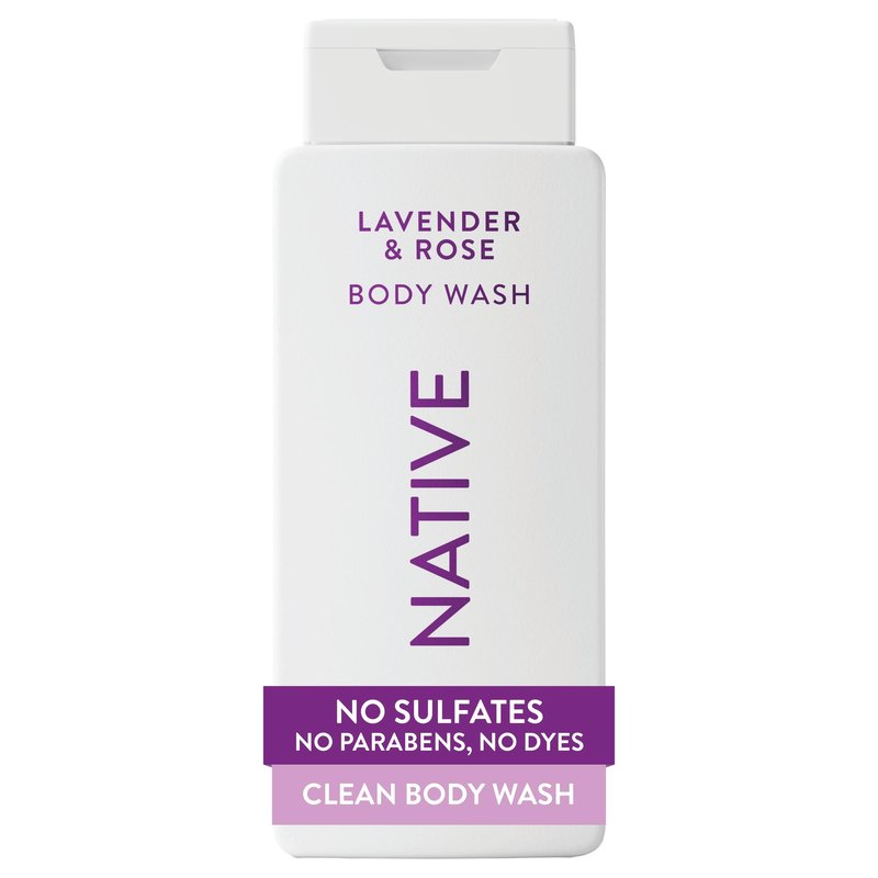 Native Lavender & Rose Scent 24-Hr Refreshing Clean Body Wash for Women & Men, for All Skin Types Incl. Sensitive, Leaves Skin Feeling Clean & Soft, Free of Phthalates, Sulfates & Parabens, 18 oz