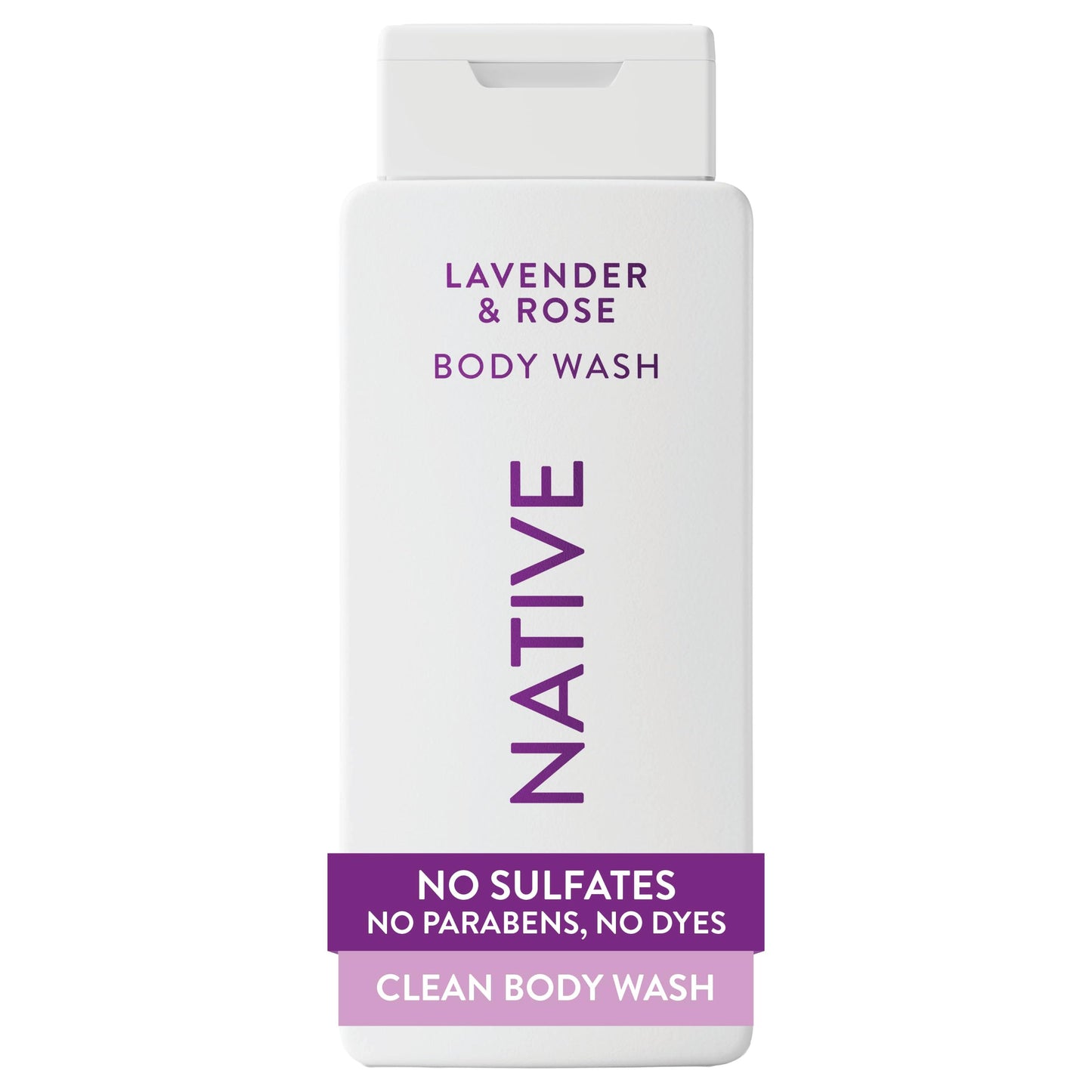 Native Lavender & Rose Scent 24-Hr Refreshing Clean Body Wash for Women & Men, for All Skin Types Incl. Sensitive, Leaves Skin Feeling Clean & Soft, Free of Phthalates, Sulfates & Parabens, 18 oz