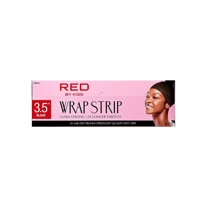 Red by Kiss Hair Wrapping Strip, Ultra Strong 2X Longer Stretch, 40 Strips, Suitable for Wet/Dry Hair, White, Styling Paper for Sleek Hairstyles (3.5", Black, 6 PACK)